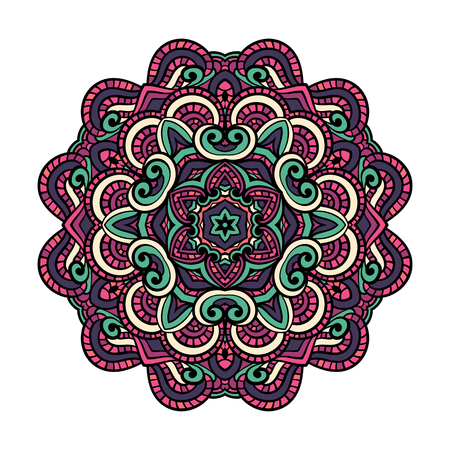Round lace colorful doodle  for art, coloring book, zendoodle.のイラスト素材