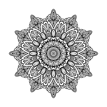 Round for coloring book pages, mandala design. Coloring page with mandala. round ornament lace patternのイラスト素材