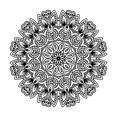 Round for coloring book pages, mandala design. Coloring page with mandala. round ornament lace patternのイラスト素材