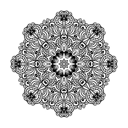 Round for coloring book pages, mandala design. Coloring page with mandala. round ornament lace patternのイラスト素材