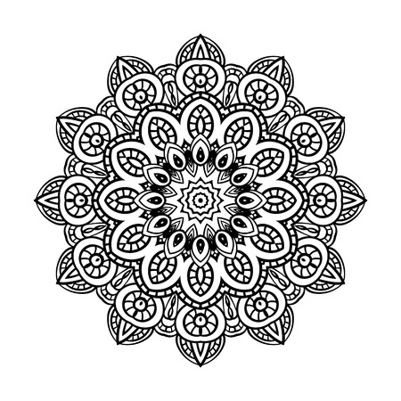 Round for coloring book pages, mandala design. Coloring page with mandala. round ornament lace patternのイラスト素材