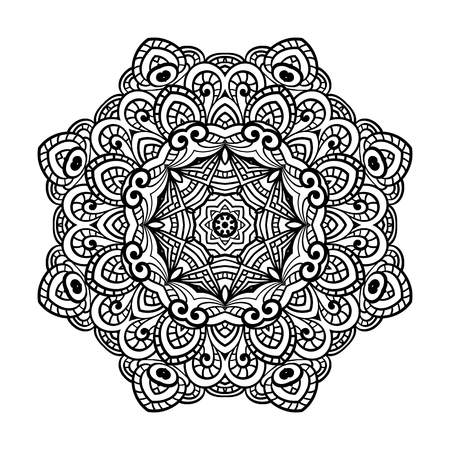 Round for coloring book pages, mandala design. Coloring page with mandala. round ornament lace patternのイラスト素材