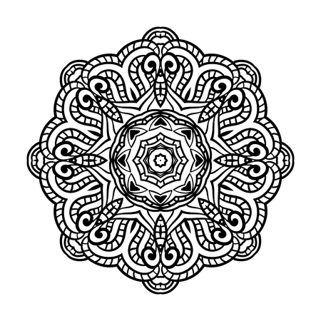 Round for coloring book pages, mandala design. Coloring page with mandala. round ornament lace patternのイラスト素材