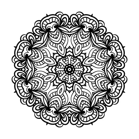 Round for coloring book pages, mandala design. Coloring page with mandala. round ornament lace patternのイラスト素材