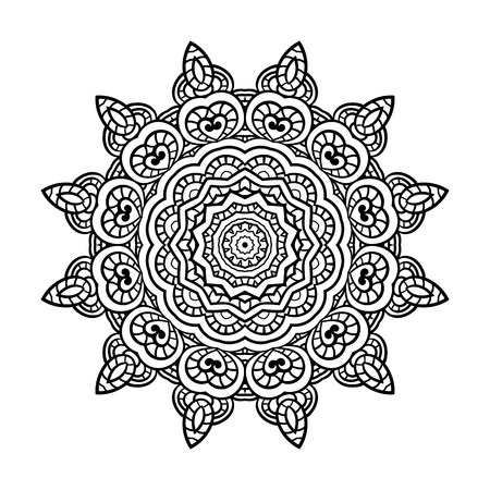 Round for coloring book pages, mandala design. Coloring page with mandala. round ornament lace patternのイラスト素材