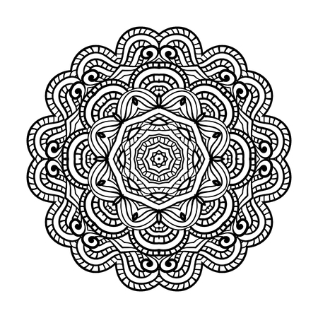Round for coloring book pages, mandala design. Coloring page with mandala. round ornament lace patternのイラスト素材