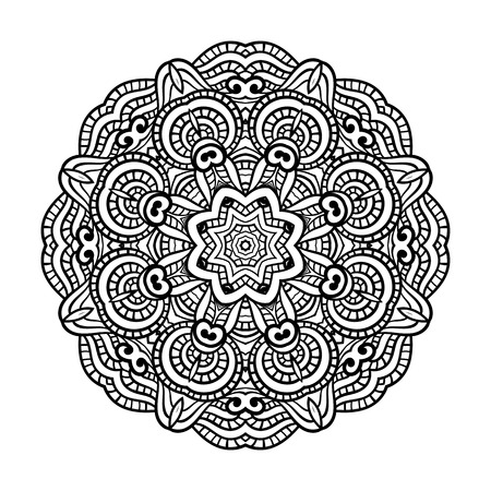 Round for coloring book pages, mandala design. Coloring page with mandala. round ornament lace patternのイラスト素材
