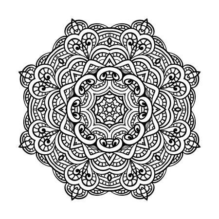 Round for coloring book pages, mandala design. Coloring page with mandala. round ornament lace patternのイラスト素材