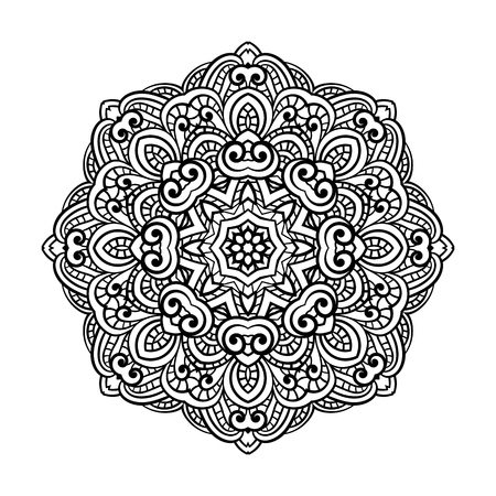 Round for coloring book pages, mandala design. Coloring page with mandala. round ornament lace patternのイラスト素材