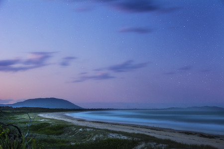 A  long exposure shot taken just after sunset at Crowdy Bay Australia.の写真素材