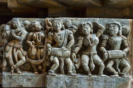 Madanikas or Dancing girls, Hoysalesvara Temple, Halebid, Karnataka, 12th Century. Shiva temple