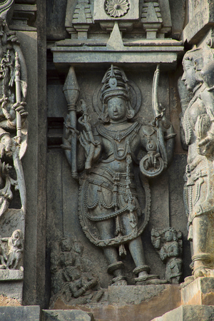 Deity figure. Chennakeshava Temple, Kesava or Vijayanarayana Temple. Belur, Hassan district Karnataka, India.のeditorial素材