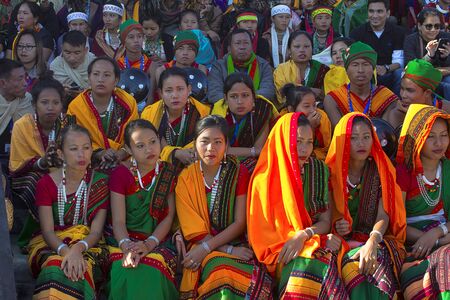 Kachari Tribe women at Horbnill Festival, Kisamaのeditorial素材