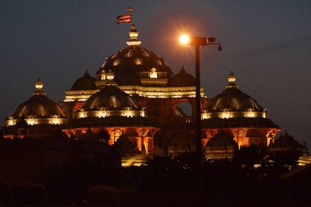 Swami Narayan Temple, Delhi, India shot in the eveningの写真素材