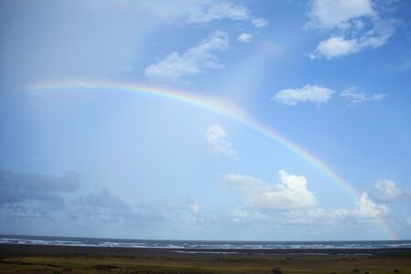 Rainbow on beach, Diveagar, Maharashtraの写真素材