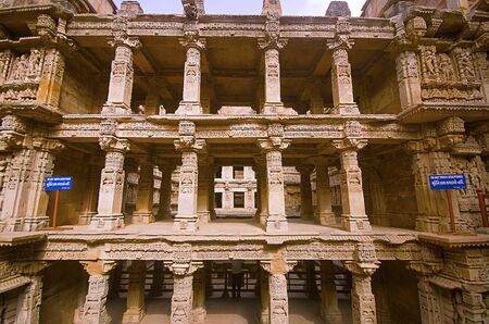 Inner view of Rani ki vav, an intricately constructed stepwell on the banks of Saraswati River....