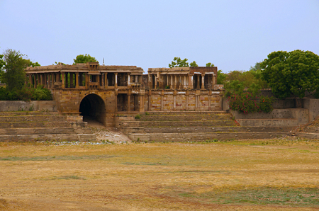 Partial view of Sarkhej Roza, mosque and tomb complex. Makarba, Ahmedabad, Gujarat, Indiaの写真素材
