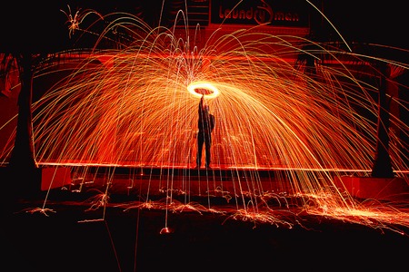 Steel Wool Light Painting, Aurangabad Indiaのeditorial素材