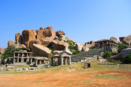 Eastern end of the Hampi Bazaar, Hampi, Karnataka, India. Sacred Center の写真素材