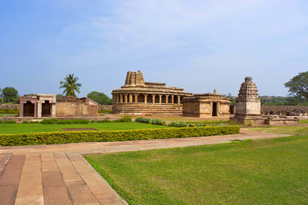 Durga temple facade long view, Aihole, Bagalkot, Karnataka Indiaの写真素材