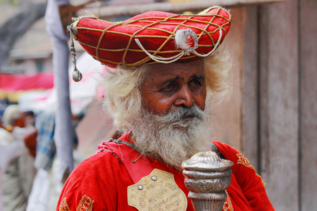 PUNE, MAHARASHTRA, INDIA, June 2014, Chopdar the head of the wari during wari, Pandarpur Yatraのeditorial素材