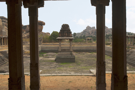 Pushkarini near Krishna Bazaar, Hampi, Karnataka, India Sacred Centerの写真素材