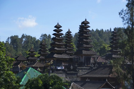 Capmus of Pura besakih temple, Indonesia. Located in the village of Besakih on the slopes of Mount Agung in eastern Bali. Perched nearly 1000 meters up the side of Gunung Agung, it is an extensive complex of 23 separate templesの写真素材