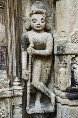 Carved idol of Yaksha dwarpala, Trishund Ganapati Temple, Pune, Maharashtra, India