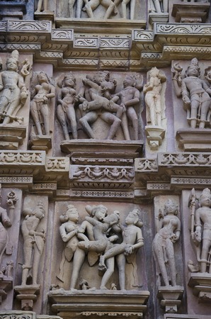 KANDARIYA MAHADEV TEMPLE, North Wall - Middle - Mithuna Couple, Western Group, Khajuraho, Madhya Pradesh, Indiaの写真素材