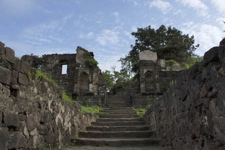 Daulatabad Deogiri fort steps at Aurangabad, Maharashtra, Indiaの写真素材