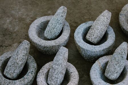 Stone mortar and pestleの写真素材