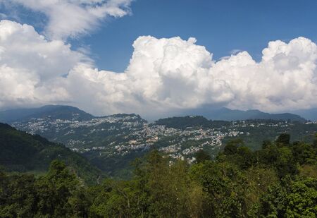 View of Gangtok from Rumtek Monastery at Sikkim, India.の写真素材
