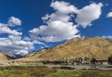 Village enroute Tso Moriri at Ladakh in Indiaの写真素材