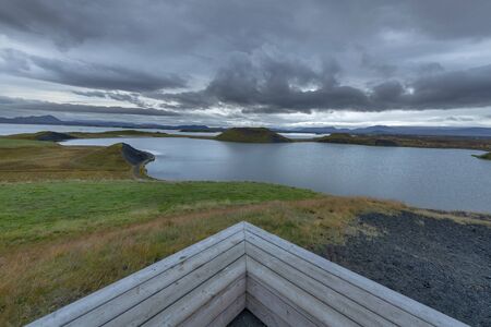 Pseudocraters or rootless bents at Lake Myvatn, Iceland.