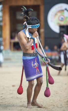 NAGALAND, INDIA, December 2013, Naga Tribal Dance during Hornbill festival