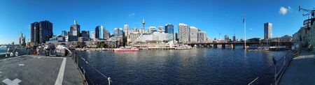 Panoramic view of Sydney harbour from under Harbour bridge, Sydney, NSW in Australia