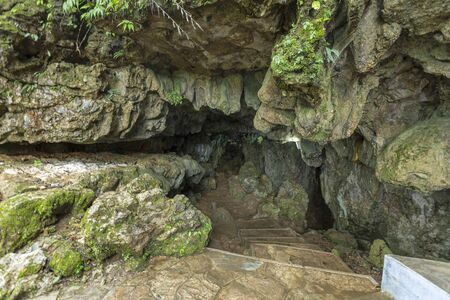 Entrance of Mawsmai cave full of stalactites and stalagmites in Meghalaya, Indiaの写真素材