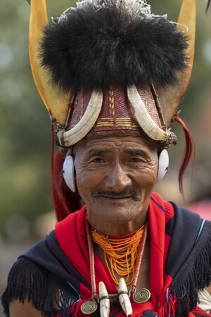 NAGALAND, INDIA, January 2000, Naga Tribal portrait, Hornbill festival.のeditorial素材