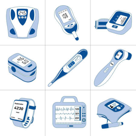 Various types of medical measurement gadgetsのイラスト素材