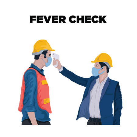 Checking fever using thermal indicatorのイラスト素材