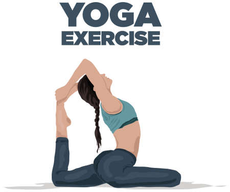 Young woman exercising yoga by stretchingのイラスト素材