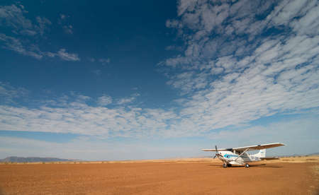 Flight landing at Masai Mara, Maasai Mara National Reserve, Kenya, Africaのeditorial素材