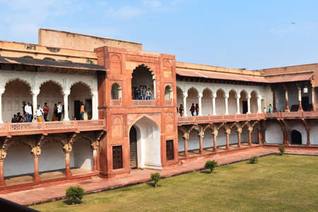 Courtyard of Shish Mahal or Glass Palace with touristのeditorial素材