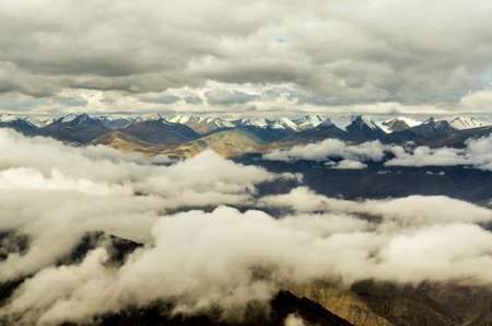 Himalayas from Flight Window, Ladakh, Indiaの写真素材