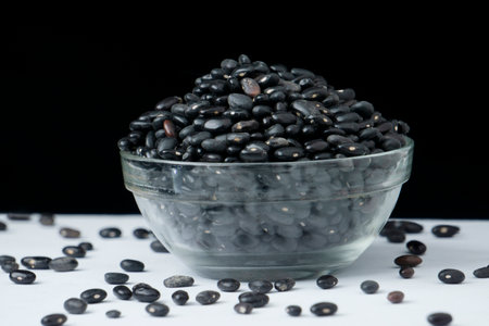 Black turtle bean, Phaseolus vulgaris, Satara, Maharashtra, Indiaの写真素材