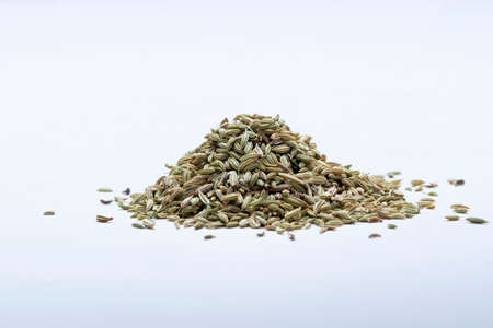 Pile of Fennel seeds, Foeniculum vulgare, Satara, Maharashtra, Indiaの写真素材
