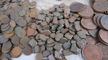 Rare 15th Century Qutb Shahi Dynasty stone and brass coins