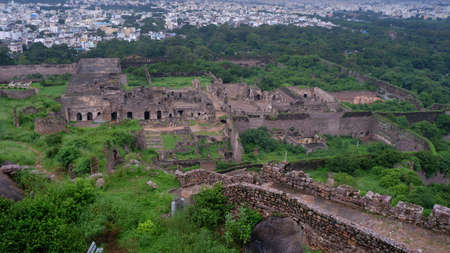 5th Sep 21, Golkonda fort, Hyderabad. West side view of Golkonda Fort interiorの写真素材
