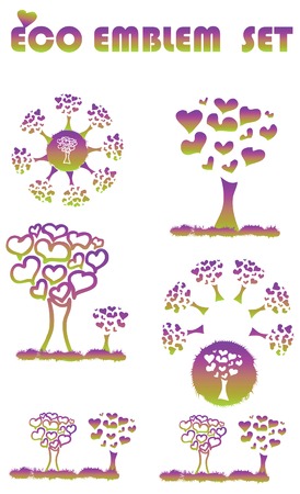 Ecology web emblem icon, tree environmental tree symbolsのイラスト素材