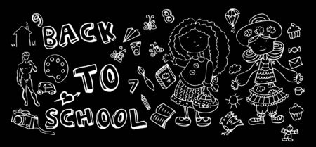 Back to school doodle Hand-Drawn BTS Sketchy Doodlesのイラスト素材